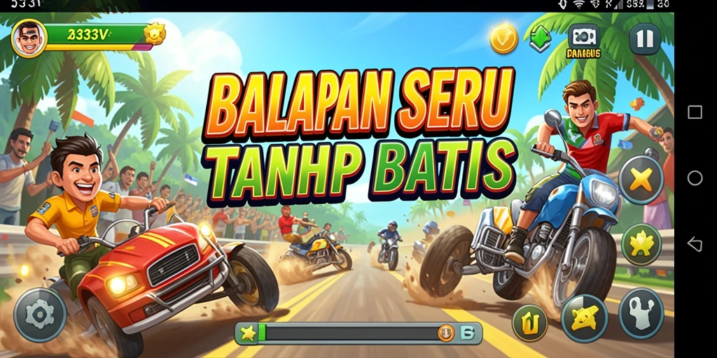 Tampilan gameplay seru dari 333V yang penuh aksi balap.