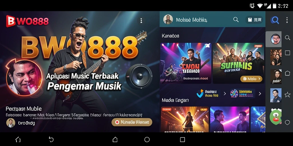 Tampilan gameplay BWO888 dengan berbagai pilihan musik.