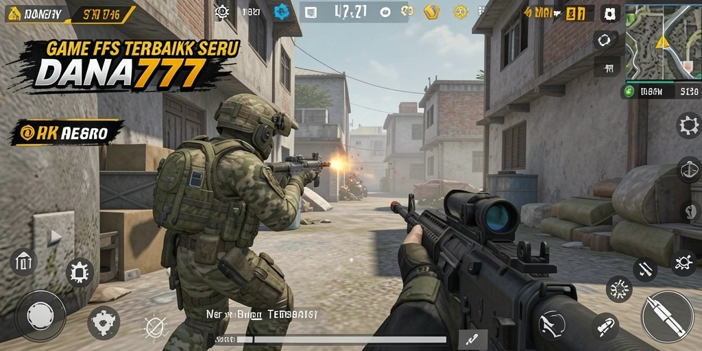 Screenshot DANA777 menunjukkan aksi pertarungan mendebarkan dalam permainan FPS.