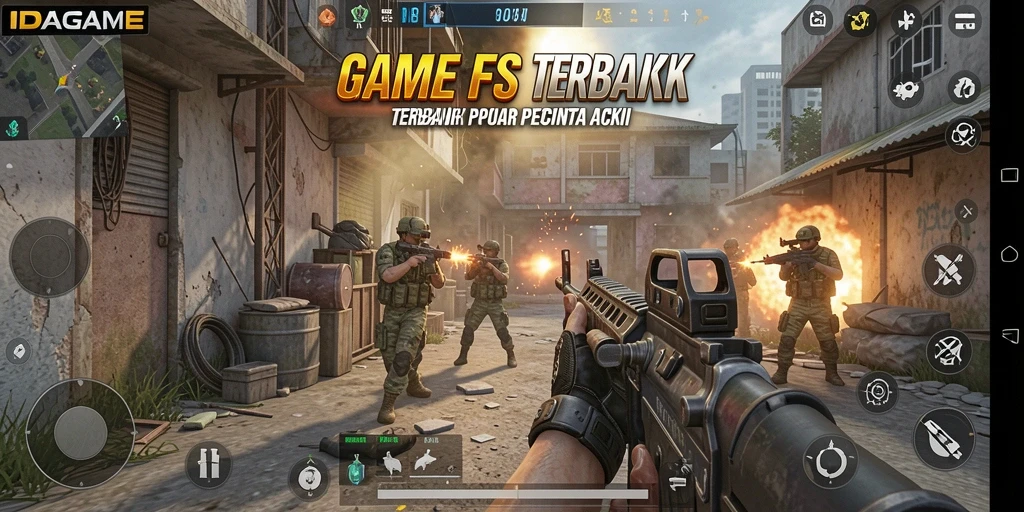 Tangkapan layar dari gameplay IDAGAME yang mendebarkan di medan perang.