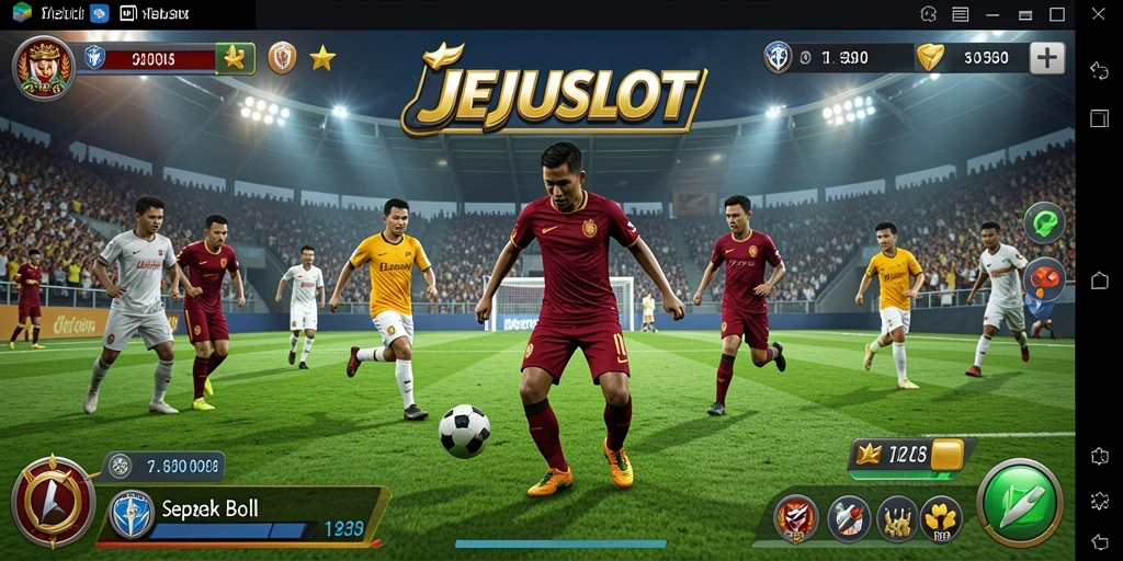 Tampilan menarik gameplay <strong>JEJUSLOT</strong> dengan aksi sepak bola yang mendebarkan.